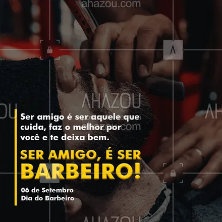 posts, legendas e frases de barbearia para whatsapp, instagram e facebook: Hoje é nosso dia! Parabéns à todos os barbeiros desse Brasilzão! 😎
#barbeiro #diadobarbeiro #AhazouBeauty  #barbeirosbrasil #barberLife #barbearia