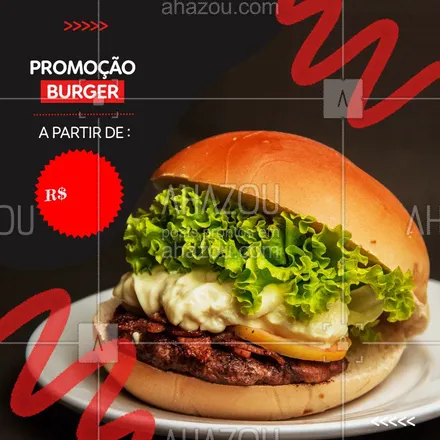 posts, legendas e frases de hamburguer para whatsapp, instagram e facebook: Dica de hoje é não poder faltar um burger delicioso desse no seu dia! Aproveite e faça já o seu pedido. #Burger #Ahazou #Delivery 