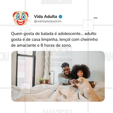 posts, legendas e frases de posts para todos para whatsapp, instagram e facebook: Balada? O que a gente gosta mesmo e de curtir o conforto da nossa cama assistindo aquela série perfeita 😂.

#ahazou #meme #vidaadulta #adulto #realidadedavidaadulta
