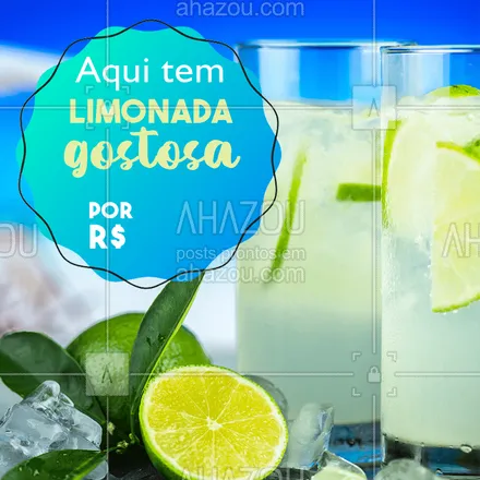 posts, legendas e frases de assuntos variados de gastronomia para whatsapp, instagram e facebook: Venha experimentar nossa deliciosa limonada! #limonada #ahazou #sucos