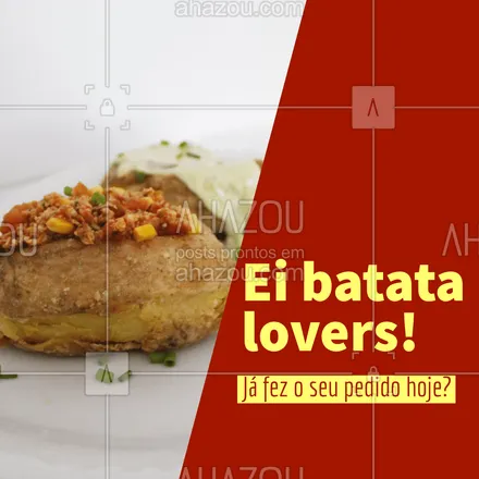 posts, legendas e frases de comidas variadas para whatsapp, instagram e facebook: Para alimentar a sua paixão e matar a sua fome, faça já o seu pedido! #eat #ilovefood #instafood #foodlovers #ahazoutaste #batatarecheada #batata #recheio #sabores #delivery