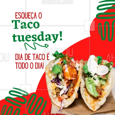 posts, legendas e frases de cozinha mexicana para whatsapp, instagram e facebook:  Não tem dia e nem hora para comer um delicioso taco! Se a vontade bater. É só entrar em contato e pedir o seu! #comidamexicana #cozinhamexicana #vivamexico #ahazoutaste #tacos #taco #sabor #opçoes