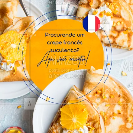 posts, legendas e frases de à la carte & self service, comidas variadas para whatsapp, instagram e facebook: Crepe francês de todos os sabores é aqui! Venha saborear essa delicia e matar a sua vontade de comer um crepe no capricho. #ahazoutaste #alacarte #eat #foodlovers #ilovefood #crepe #crepefrancês
