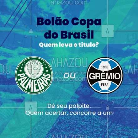posts, legendas e frases de posts para todos para whatsapp, instagram e facebook: Quem leva o título da Copa do Brasil ⚽ esse ano? O verdão ou o tricolor gaúcho? Façam as suas apostas! Comente o seu palpite, quem acertar vai concorrer a (insira o brinde)! 
Aproveite para marcar seus amigos para participarem também! 
O jogo de volta da final é dia 07/03, fiquem ligados! ?

#futebol #CopaDoBrasil #promoção #sorteio #Palmeiras #Grêmio #ahazou #promocional