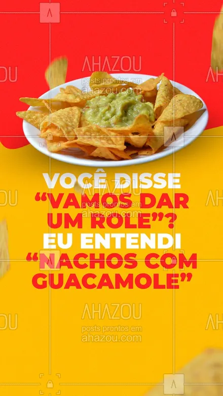 posts, legendas e frases de cozinha mexicana para whatsapp, instagram e facebook: Que tal se deliciar com uma porção de nachos com guacamole hoje? 😋 #nachos #guacamole #ahazoutaste #cozinhamexicana #comidamexicana 