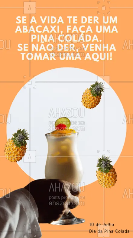 posts, legendas e frases de bares para whatsapp, instagram e facebook: O importante é ter Pina Colada! ?? 
#pinacolada #diadapinacolada #ahazoutaste  #drinks #lounge #cocktails