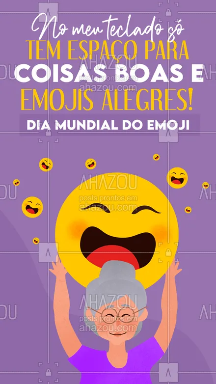 posts, legendas e frases de posts para todos para whatsapp, instagram e facebook: Quais são seus emojis mais usados? São alegres ou de raiva mesmo?🥰 😂 #ahazou #diamundialdoemoji #quote  #motivacional  