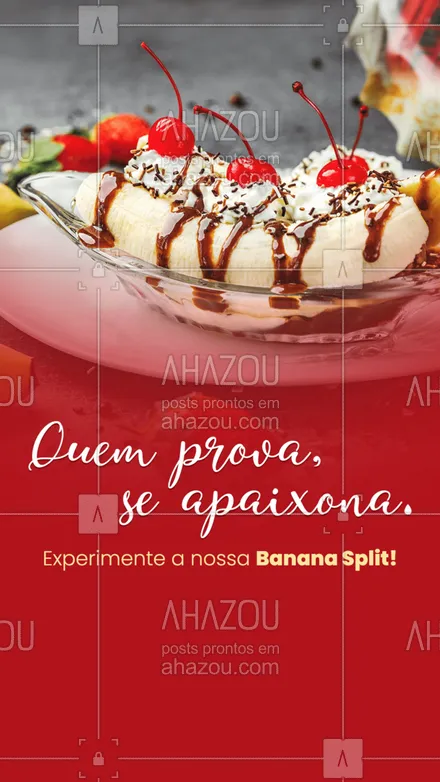 posts, legendas e frases de gelados & açaiteria para whatsapp, instagram e facebook: A nossa banana split com certeza vai te deixar com gostinho de quero mais, experimente! 🍨
#ahazoutaste #açaí  #açaíteria  #cupuaçú  #gelados  #icecream  #sorvete  #sorveteria 