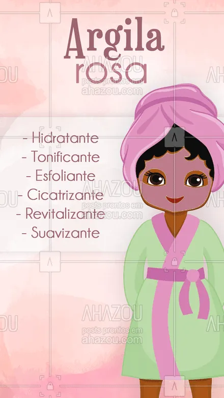 posts, legendas e frases de estética facial para whatsapp, instagram e facebook: Olha só os benefícios da argila rosa para a sua pele! #argila #argilarosa #ahazouestetica #esteticafacial #cuidadoscomapele