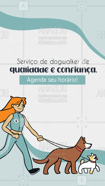 posts, legendas e frases de dog walker & petsitter para whatsapp, instagram e facebook: Deixa que a gente cuida dos passeios do seu pet. Agende um horário! 🐶💜 #AhazouPet #dogtraining #doglover #dogsitter #dogwalker 