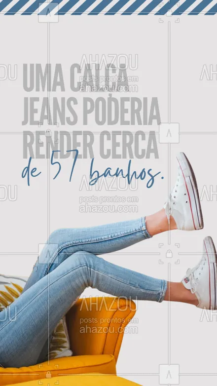 posts, legendas e frases de assuntos variados de Moda para whatsapp, instagram e facebook: Você sabia disso?

O motivo é que uma calça jeans demanda de 3,4 litros de água, aproximadamente, para a sua fabricação. Isso é equivalente a 57 banhos de 7 minutos. Essa informação vai te fazer valorizar ainda mais os jeans no seu armário, não? #AhazouFashion #fashion #lookdodia #moda #OOTD #outfit #style #modasustentavel