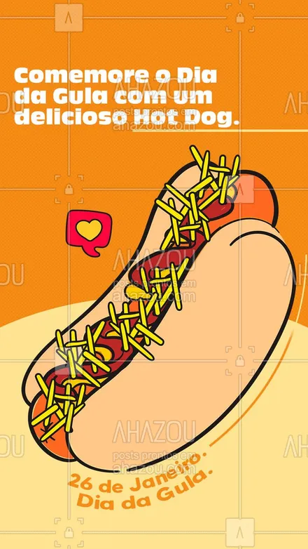 posts, legendas e frases de hot dog  para whatsapp, instagram e facebook: Se existe um sabor que combina com a sua gula, esse sabor é o de Hot Dog. E com o nosso molho especial, você vai querer comemorar o Dia da Gula todo dia. #ahazoutaste #cachorroquente #hotdog #diadagula #fome