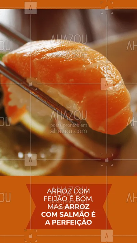 posts, legendas e frases de cozinha japonesa para whatsapp, instagram e facebook: A perfeição em forma de prato! Se você ainda não experimentou, não sabe o que está perdendo! ? #salmao #ahazoutaste #peixe #japa #comidajaponesa