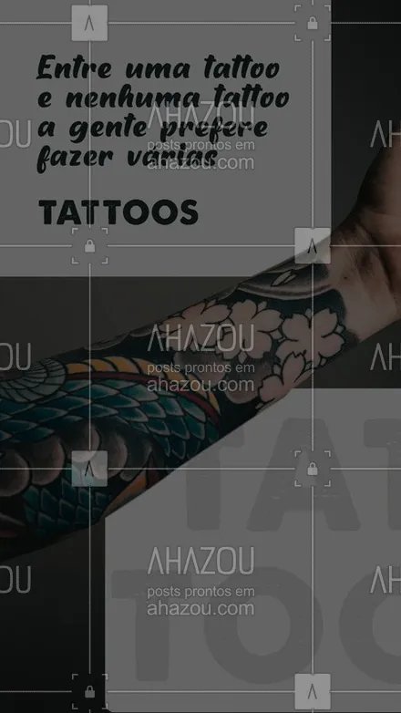 posts, legendas e frases de estúdios, tatuadores & body piercer para whatsapp, instagram e facebook: Quem já fez sabe que a tatuagem é um vicio: depois da primeira, você não quer mais parar de fazer.  E você, já tem quantas? #AhazouInk  #tattoo #tatuagem 