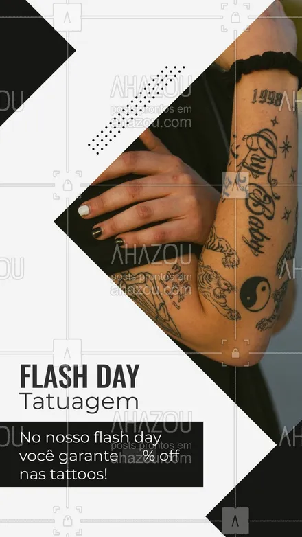 posts, legendas e frases de estúdios, tatuadores & body piercer para whatsapp, instagram e facebook: Flash day com promoção é só aqui! Aproveite e agende já o seu horário. #AhazouInk #tattooepiercing  #tattoofloral  #tattoos  #tattootradicional  #tatuagemfeminina  #tatuagem  #tattoo  #tattoocolorida  #flashday  #estudiodetattoo 