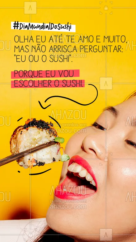 posts, legendas e frases de cozinha japonesa para whatsapp, instagram e facebook: Brincadeiras a parte ou não, vai saber né? Só não arriscar 😂. #sushi #engraçado #comédia #ahazoutaste #diamundialdosushi #comidajaponesa