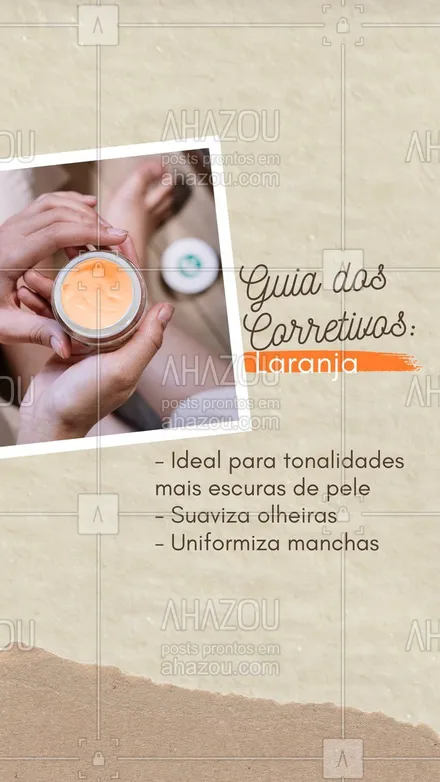 posts, legendas e frases de maquiagem para whatsapp, instagram e facebook: O corretivo laranja é o melhor amigo para quem tem manchinhas mais escuras na pele e não consegue se livrar das olheiras. #AhazouBeauty #mua #makeup #muabrazil #maquiagem #maquiadora #makeoftheday 