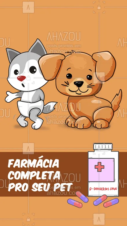 posts, legendas e frases de veterinário para whatsapp, instagram e facebook: Aqui nós temos a farmácia inteira: todos os remédios que seu pet precisa, você encontra! Conte conosco. ? #veterinario #ahazoupet #pet
