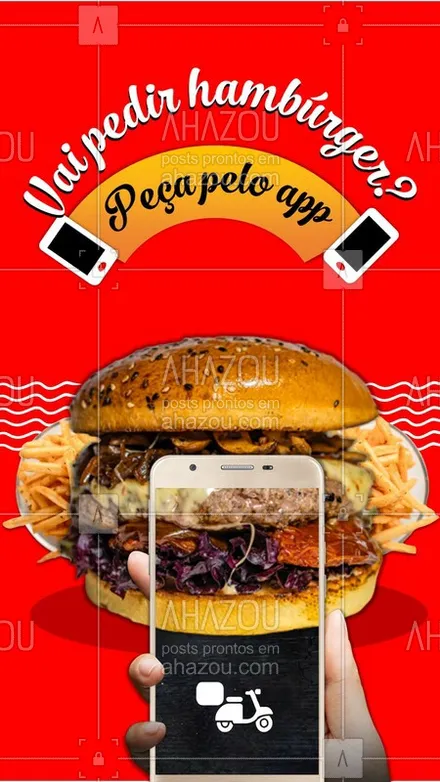 posts, legendas e frases de hamburguer para whatsapp, instagram e facebook: Bateu a vontade de comer hamburger, mas não  pode sair de casa? Sem estresse e sem passar vontade! Peça pelo aplicativo (colocar nome do aplicativo aqui)!
#ahazou #bateuvontade  #quarentena #hamburger