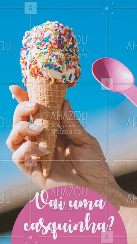 posts, legendas e frases de gelados & açaiteria para whatsapp, instagram e facebook: Que tal uma casquinha deliciosa para refrescar  seu dia? ? #sorvete #ahazoutaste #casquinha #sorveteria