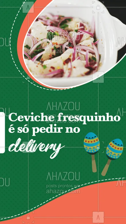 posts, legendas e frases de cozinha mexicana para whatsapp, instagram e facebook: Quem procura um prato diferente e gostoso com peixe, vai encontrar no Ceviche a receita perfeita. Você também quer provar? É só pedir no Delivery.  #ahazoutaste #ceviche #delivery #peixe 