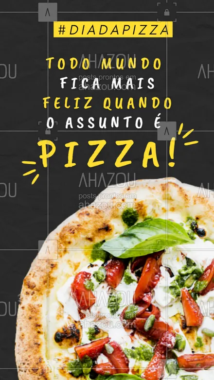 posts, legendas e frases de pizzaria para whatsapp, instagram e facebook: Já viu pizza deixar alguém triste? Não, né!? Feliz Dia da Pizza! ??
#ahazoutaste #pizzaria  #pizza  #pizzalife  #pizzalovers #DiadaPizza