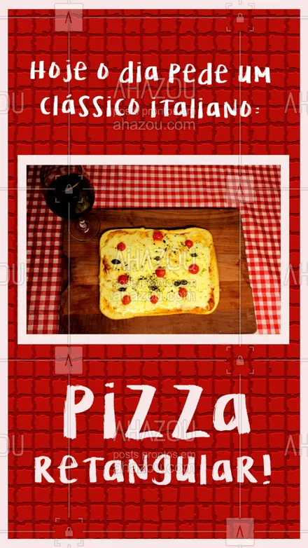 posts, legendas e frases de pizzaria para whatsapp, instagram e facebook: É impossível gostar de comida italiana e não apreciar essa iguaria em formato de pizza! ??? #Pizza #PizzaRetangular #ahazoutaste  #pizzalife #pizzalovers