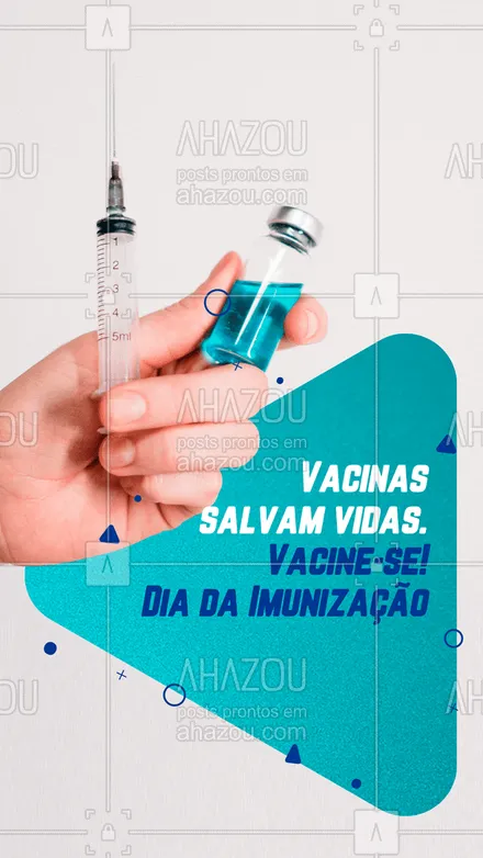 posts, legendas e frases de assuntos variados de Saúde e Bem-Estar para whatsapp, instagram e facebook: A imunização pode ser a diferença entre a vida e a morte. Vacine-se! 💉💙 #diadaimunização #imunização #vacinasalvavidas #vacinassalvamvidas #vacina #AhazouSaude