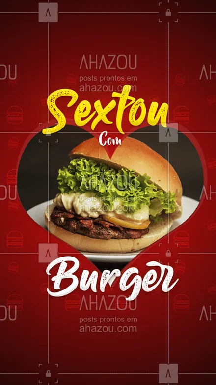 posts, legendas e frases de hamburguer para whatsapp, instagram e facebook: Sextouuu, e nada melhor do que um belo burger! Venha conferir ! #ahazou #burger #fastfood

