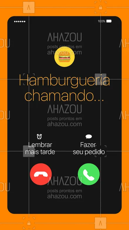 posts, legendas e frases de hamburguer para whatsapp, instagram e facebook: Alô, tem alguém te ligando! Tá na hora de fazer seu pedido ? #hamburgueria #ahazoutaste #hamburguer 