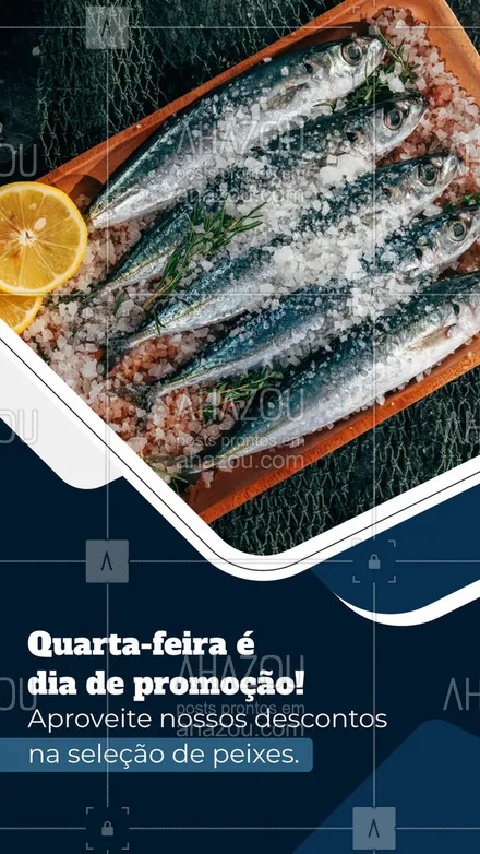 posts, legendas e frases de peixes & frutos do mar para whatsapp, instagram e facebook: Vem conferir o que preparamos para você nessa quarta-feira 🤩 #ahazoutaste #peixes #pescados #promoção #quarta #promocional  #frutosdomar 