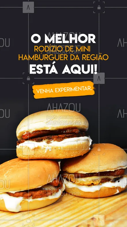posts, legendas e frases de hamburguer para whatsapp, instagram e facebook: Pãozinho macio, carnes suculentas e muitas opções para você se acabar. Venha no visitar e se delicie com o melhor e mais gostoso rodízio de mini hambúrguer da região. #artesanal #burger #burgerlovers #hamburgueria #ahazoutaste #hamburgueriaartesanal #rodízio #minihambúrguer #sabor #qualidade #opções #cardápio #sabores 


