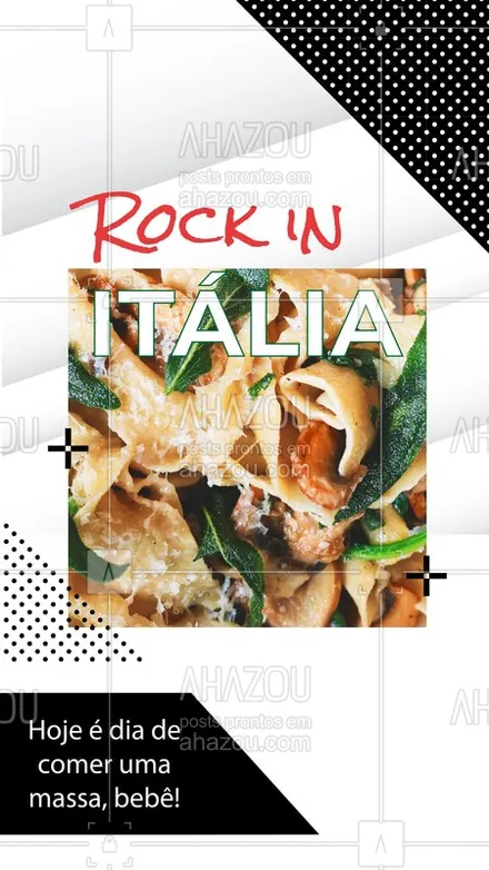 posts, legendas e frases de cozinha italiana para whatsapp, instagram e facebook: Para entrar no clima do Rock in Rio! ?? #rockinrio #comidaitaliana #ahazoutaste #massas
