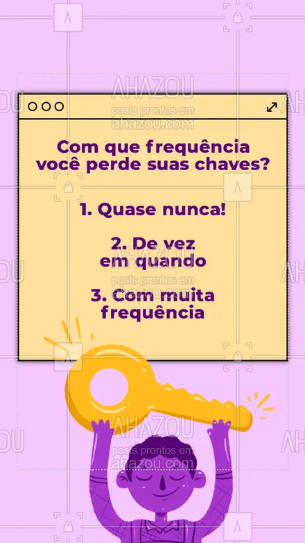 posts, legendas e frases de chaveiro para whatsapp, instagram e facebook: Responde aí pra gente!😁🔑 #chaveiro #chave #serviços #enquete  #AhazouServiços 