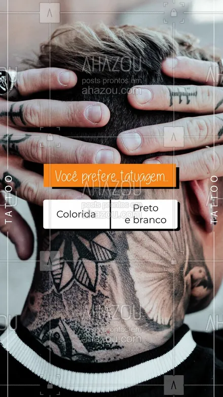posts, legendas e frases de estúdios, tatuadores & body piercer para whatsapp, instagram e facebook: Qual seu time na hora de escolher a cor da tattoo? Me conta! #AhazouInk #enquete  #tattooepiercing  #tattoos  #tattootradicional  #tatuagem  #estudiodetattoo  #tatuagemfeminina  #tracofino  #tattoo  #tattoocolorida #tattoopretoebranco #interação #estilo