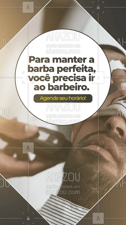 posts, legendas e frases de barbearia para whatsapp, instagram e facebook: Sua barba não vai ficar perfeita para sempre, você precisa visitar seu barbeiro com frequência. Agende já seu horário! 💈🪒 #AhazouBeauty #barba #barbearia #barbeiro #barberShop #brasilbarbers #agendamento