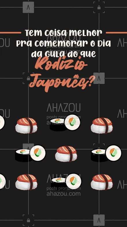 posts, legendas e frases de cozinha japonesa para whatsapp, instagram e facebook: Não tem coisa melhor que rodízio de japa... no dia da gula, você pode comer sem peso na consciência... Sinônimo de perfeição que fala? Faça seu pedido! #ahazoutaste #sushidelivery #japa #comidajaponesa #sushilovers #sushitime #ahazoutaste 