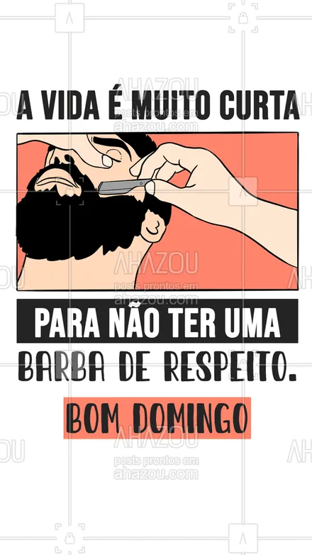posts, legendas e frases de barbearia para whatsapp, instagram e facebook: Aproveita o domingão para agendar o seu horário e manter o estilo na barba! 👌🏻😎
#AhazouBeauty #barba  #barbearia  #barbeiro  #barbeiromoderno  #barbeirosbrasil  #barber 