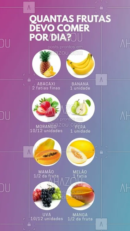 posts, legendas e frases de nutrição para whatsapp, instagram e facebook: Comer fruta faz bem, mas em excesso pode ser um tiro no pé na sua dieta! #saude #ahazou #dieta #alimentacao #vida #frutas 