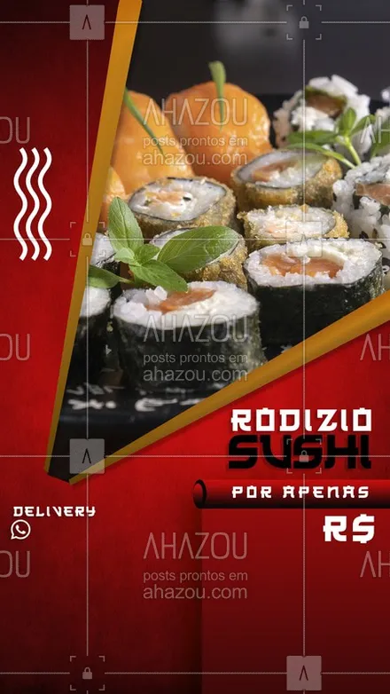 posts, legendas e frases de cozinha japonesa para whatsapp, instagram e facebook: O melhor rodízio de sushi da região e com o melhor preço da região, não vai perder né?  Venha conferir! #ahazou #food #comida #japonesa