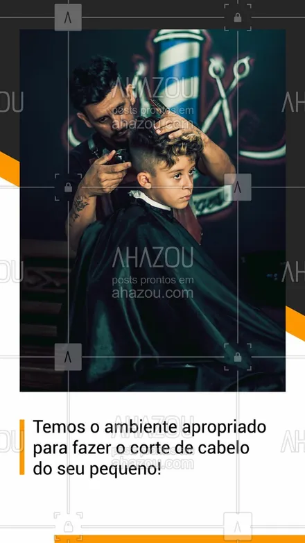 posts, legendas e frases de cabelo para whatsapp, instagram e facebook: Seu filho não gosta de cortar o cabelo e sempre chora quando vai fazê-lo? Não se preocupe, nós temos um ambiente próprio e cheio de brinquedos para ele se distrair. Entre em contato e agende já o horário. #corteinfantil #AhazouBeauty #cortekid #cabelo