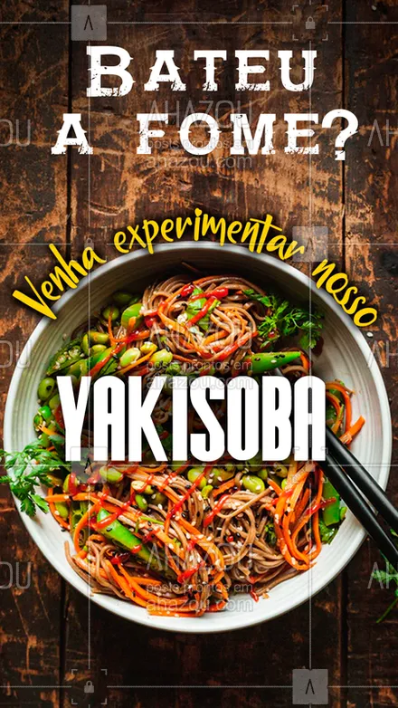 posts, legendas e frases de cozinha japonesa, comidas variadas para whatsapp, instagram e facebook: Quem ama Yakisoba tem que experimentar! ? Vem matar a fome com a gente. ?? #yakisoba #gastronomia #AhazouTaste #taste #comidajaponesa #food 