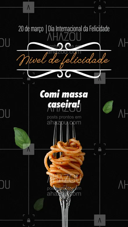 posts, legendas e frases de cozinha italiana para whatsapp, instagram e facebook: Comer massa caseira fresquinha é felicidade certeira ??. Temos muitas opções deliciosas para você comemorar o Dia da felicidade. Peça já a sua! #pasta #restauranteitaliano #massas #comidaitaliana #ahazoutaste #italianfood #italy #cozinhaitaliana #felicidade #diadafelicidade #diainternacionaldafelicidade  