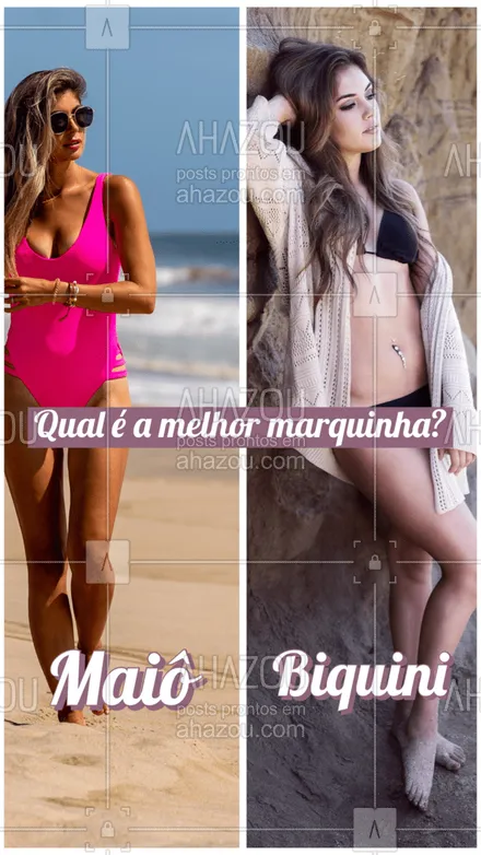 posts, legendas e frases de moda praia para whatsapp, instagram e facebook: Essa é uma briga das grandes, hein? Deixa sua preferida nos comentários!  #AhazouFashion  #tendencia #moda #modapraia #summer #praia #beach #verao #fashion