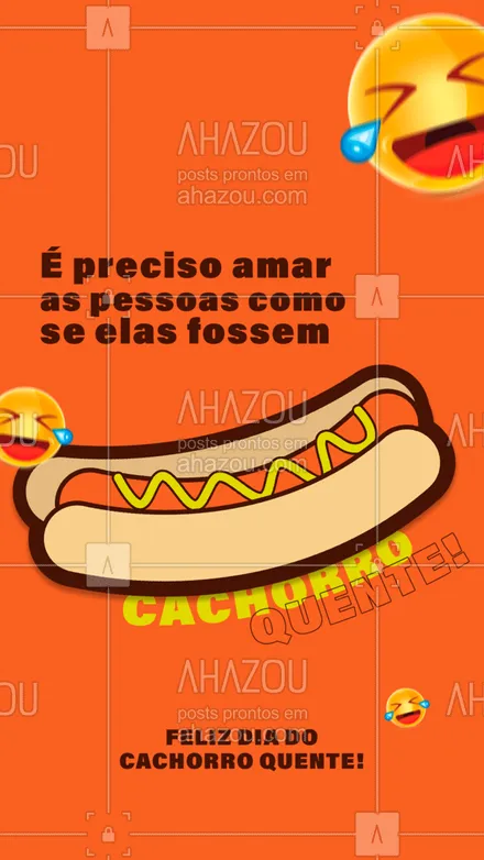 posts, legendas e frases de assuntos variados de gastronomia para whatsapp, instagram e facebook: Por uma vida com:
- ranço e
+ cachorro quente
??
#diadocachorroquente #ahazoutaste #cachorroquente #hotdog