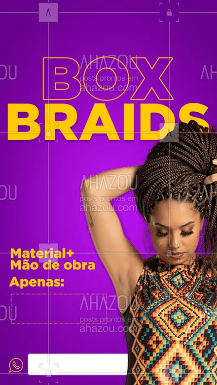 posts, legendas e frases de cabelo para whatsapp, instagram e facebook: Chegou a sua vez de arrasar com as nossas Box Braids!
As tranças mais famosas do Brasil.

Aproveite nossa promoção de fim de ano.

#boxbraids #ahazou #tranças