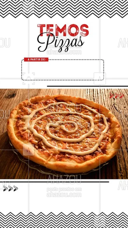 posts, legendas e frases de pizzaria para whatsapp, instagram e facebook: Temos várias opções de pizzas e a partir deste valor mencionado no post, aproveite e já faça seu pedido! #Pizza #Ahazou #Pizzaria 