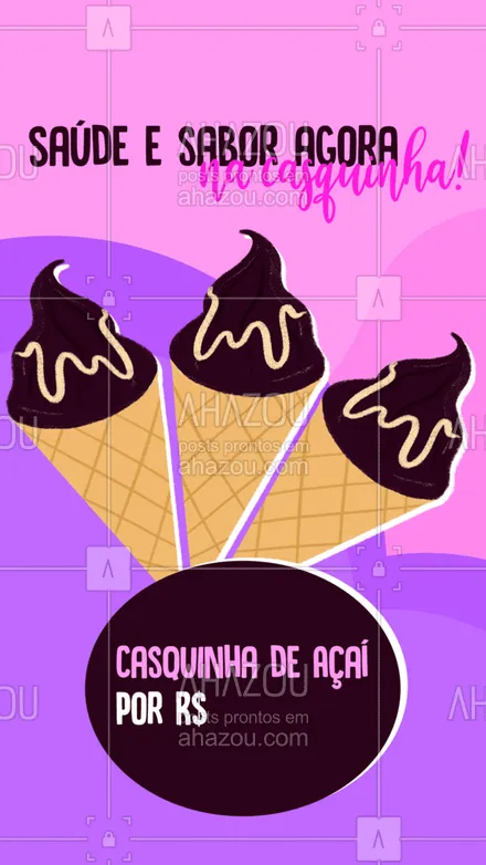 posts, legendas e frases de gelados & açaiteria para whatsapp, instagram e facebook: Alô, açaílovers! Temos casquinhas de açaí no precinho!  Visite-nos e aproveite! 💜
#ahazoutaste #açaí  #açaíteria  #gelados #casquinha #casquinhadeacai #acainacasquinha #AçaíLovers