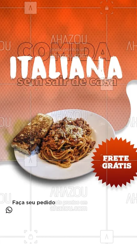 posts, legendas e frases de cozinha italiana para whatsapp, instagram e facebook: ??  Prove a maravilhosa comida italiana sem sair de casa. Faça o seu pedido. O frete é grátis. 

#comidaitaliana #delivery #lasanha #italia  #Ahazoutaste