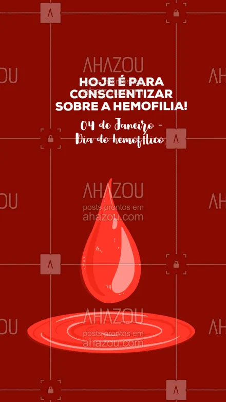 posts, legendas e frases de assuntos variados de Saúde e Bem-Estar para whatsapp, instagram e facebook: A hemofilia é um distúrbio na coagulação do sangue. Cuide-se! #AhazouSaude #bemestar  #cuidese  #qualidadedevida  #saude  #viverbem 